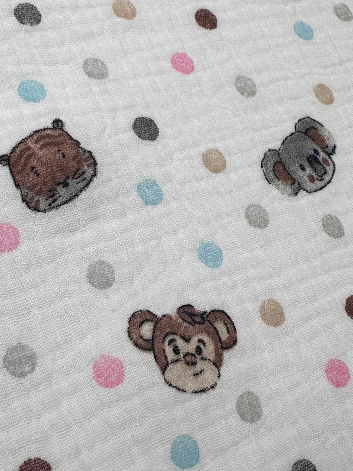 Doble gasa animales lunar blanca