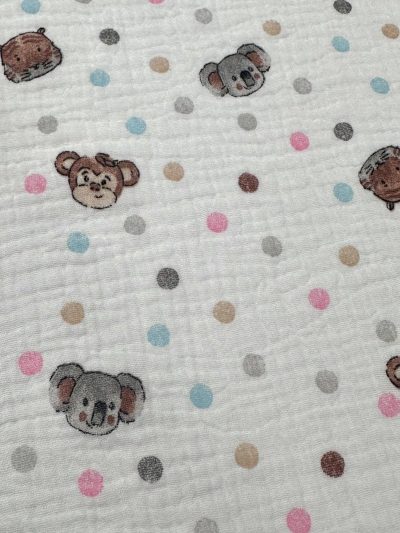 Doble gasa animales lunar blanca