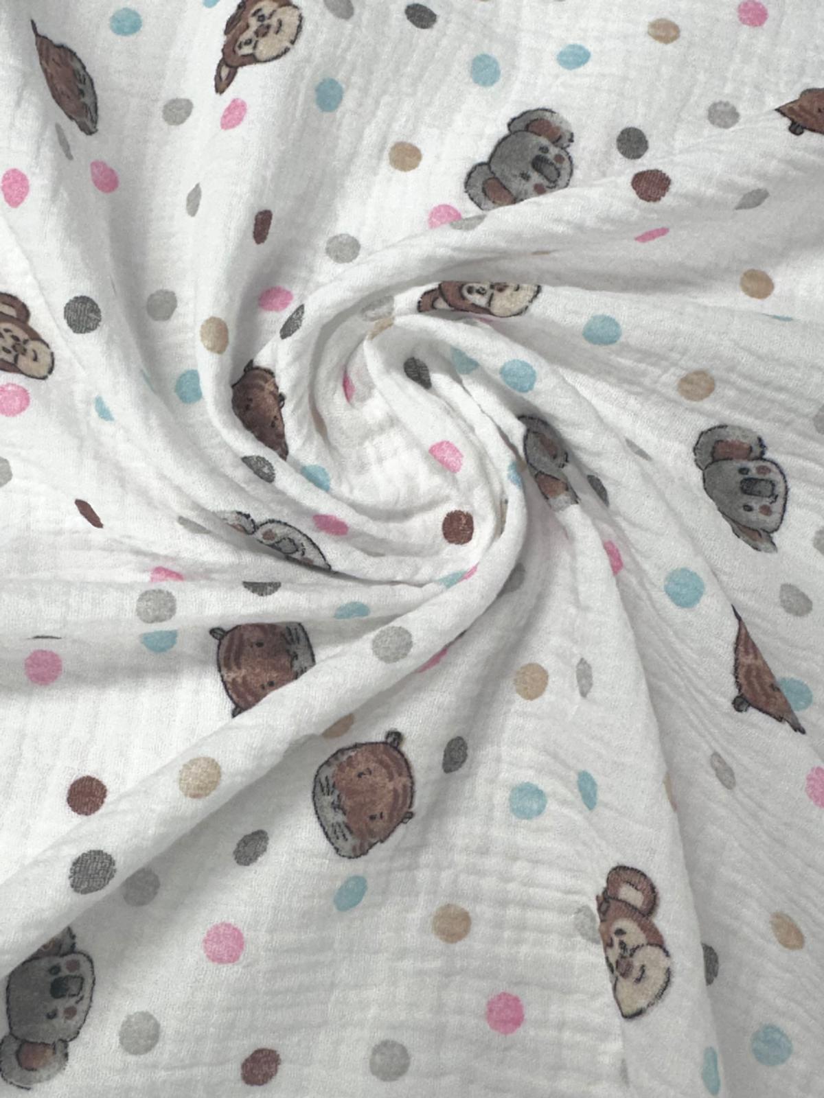 Doble gasa animales lunar blanca