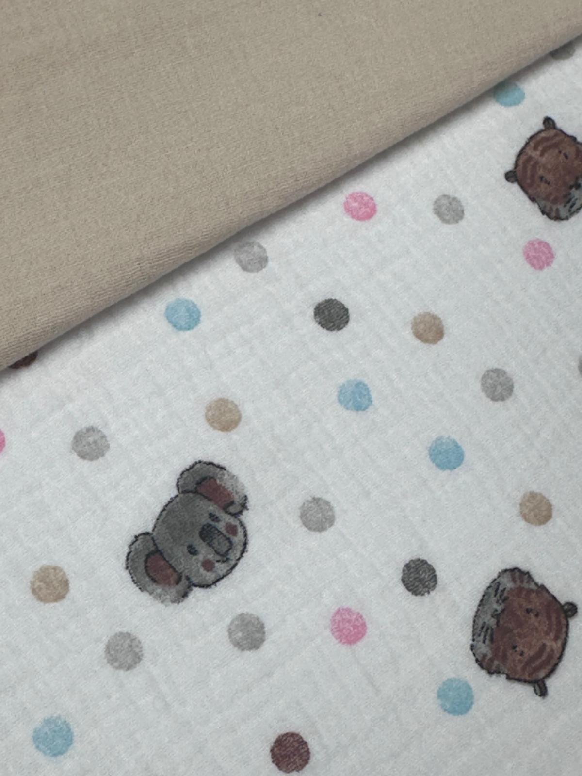 Doble gasa animales lunar blanca