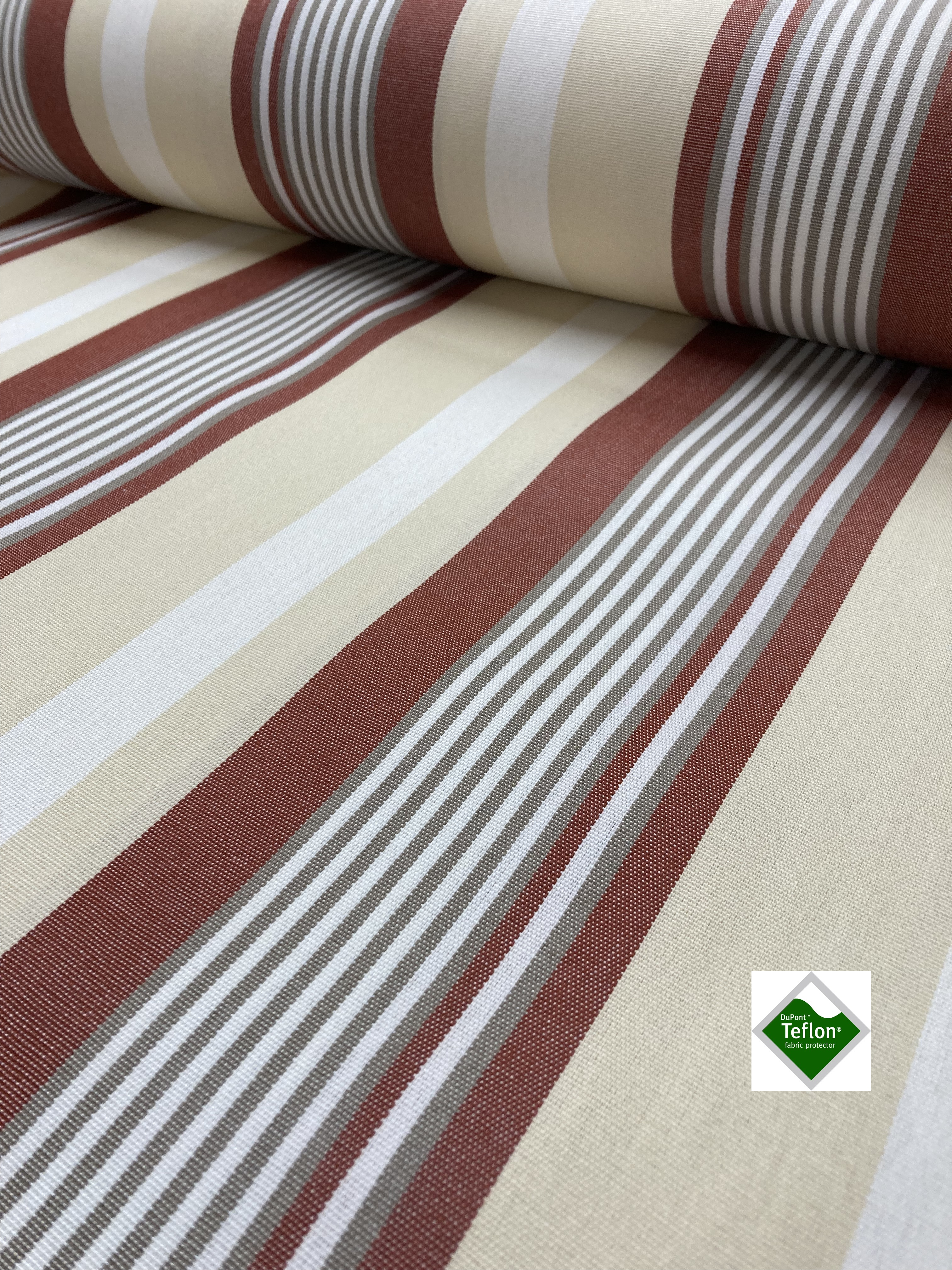 Toldo teflon rayas beig/teja