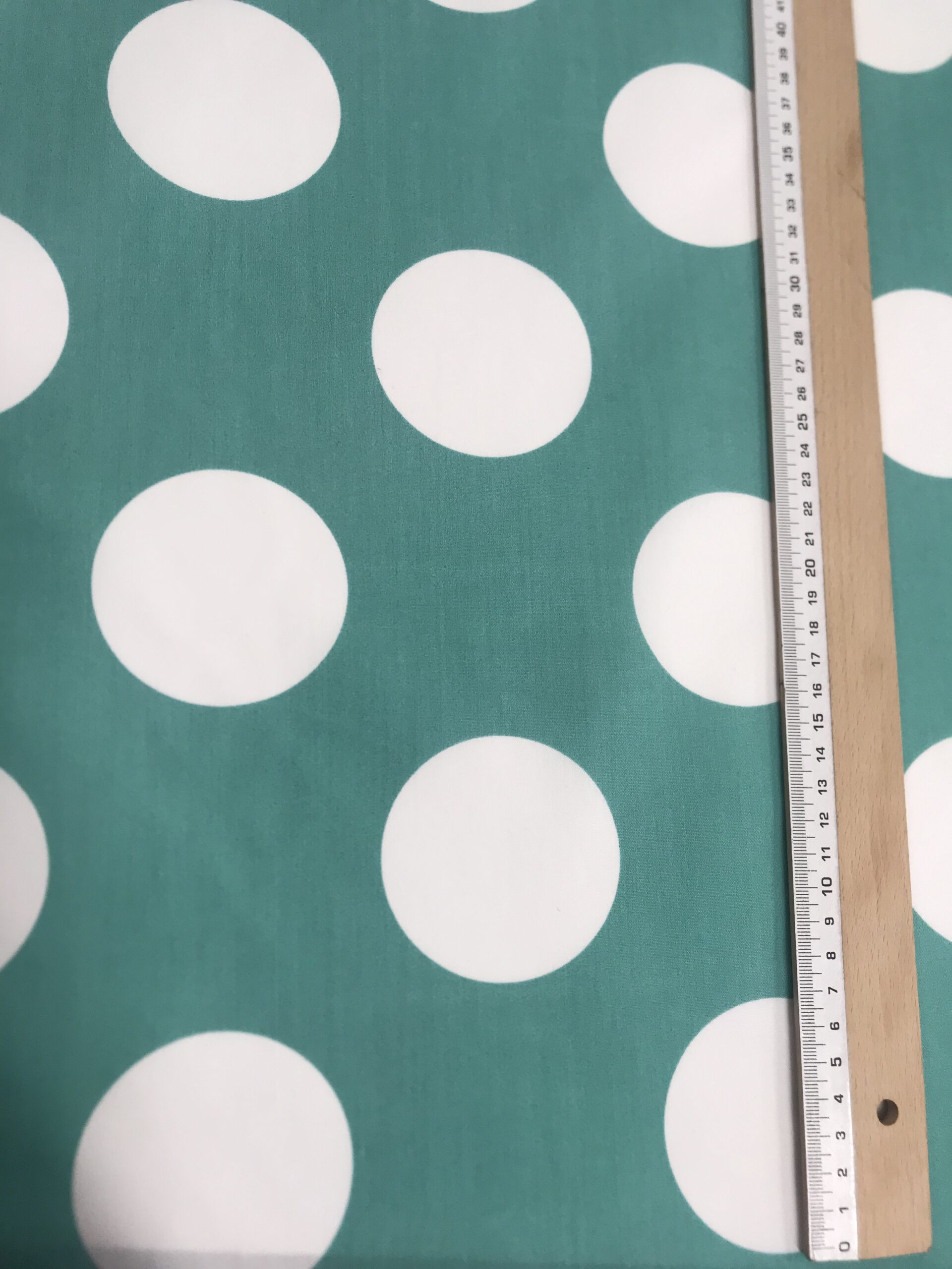 Popelín Flamenca Verde Agua Lunar Blanco Grande