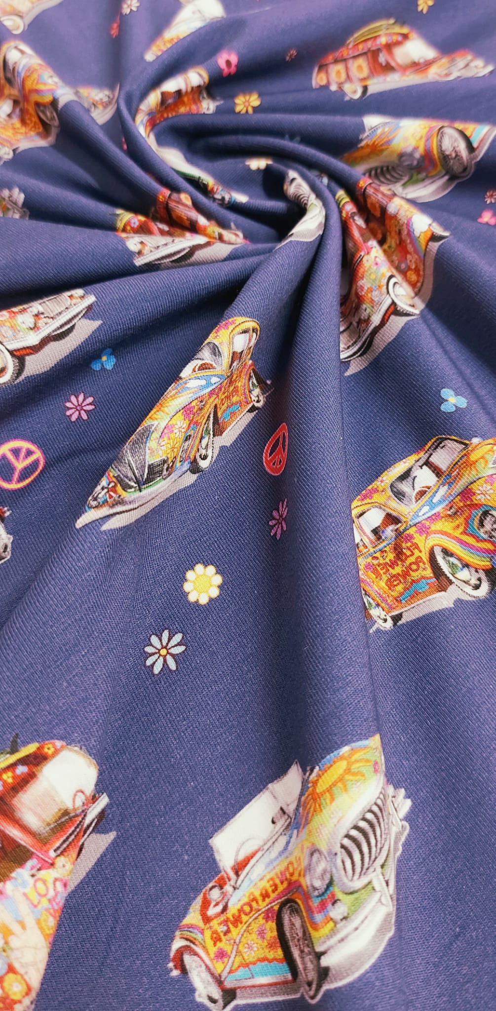 Punto algodón coches flower power