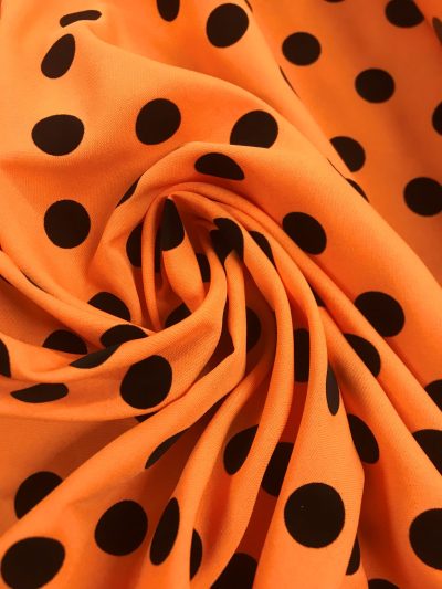 Strech naranja lunar flocado terciopelo negro*