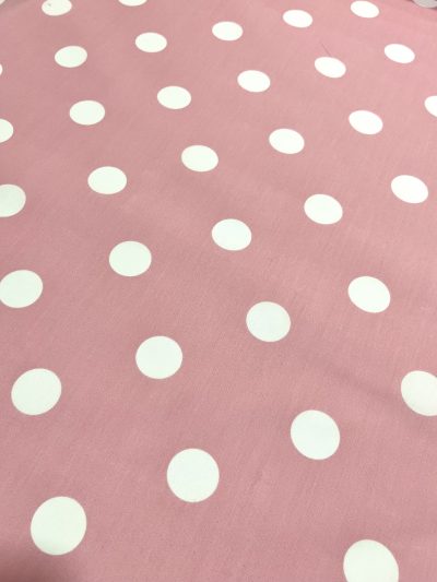 Popelín Flamenca rosa lunar blanco