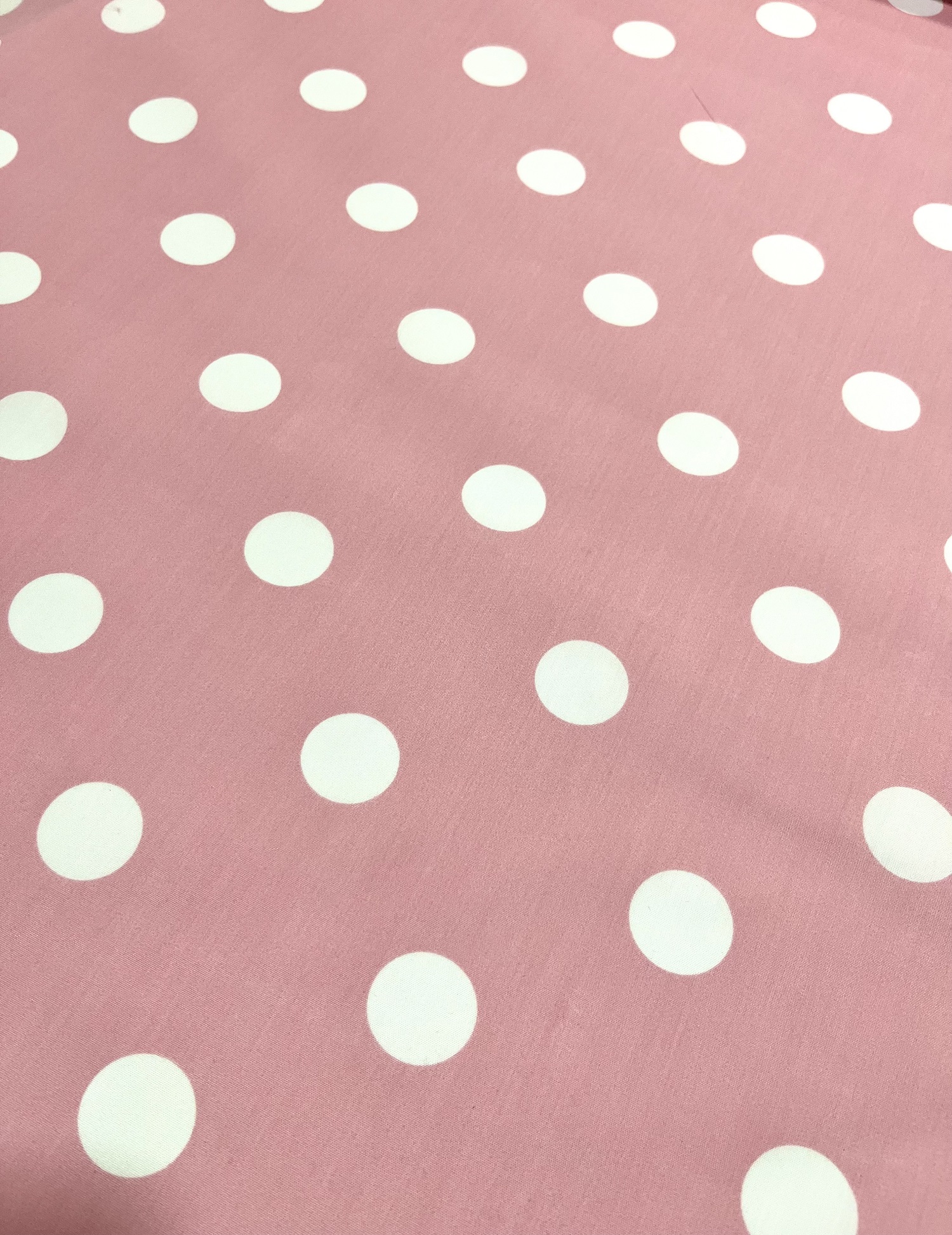 Popelín Flamenca rosa lunar blanco
