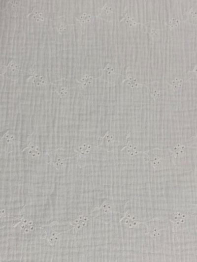 Doble Gasa Bordada Flor Blanca