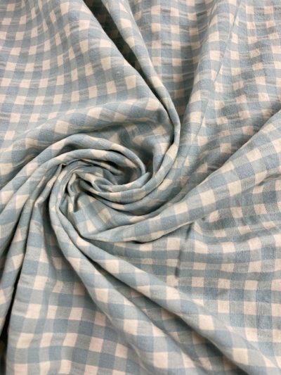 Vichy seersucker celeste/hueso