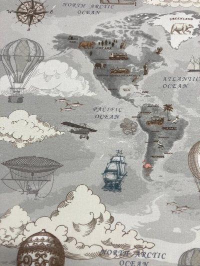 Algodón mapamundi barcos.