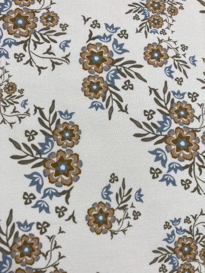 Algodón Padial flores celeste