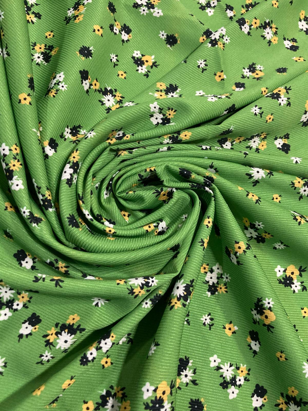 Poliester verde florecitas