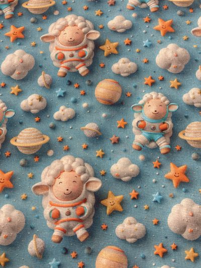 Algodón 3D Ovejitas espaciales