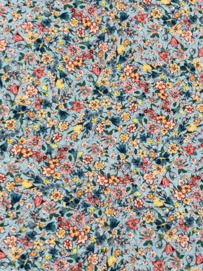 Algodón flores Naití celeste