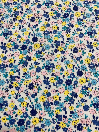 Algodón Flores Orión celeste