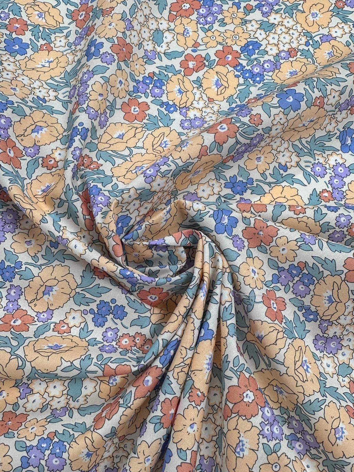 Algodón flores Cinthia salmón.