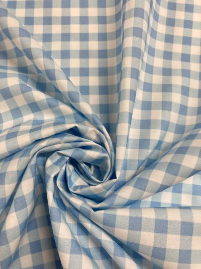 Algodón vichy estampado azul