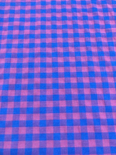 Vichy seersucker ligero azul chicle