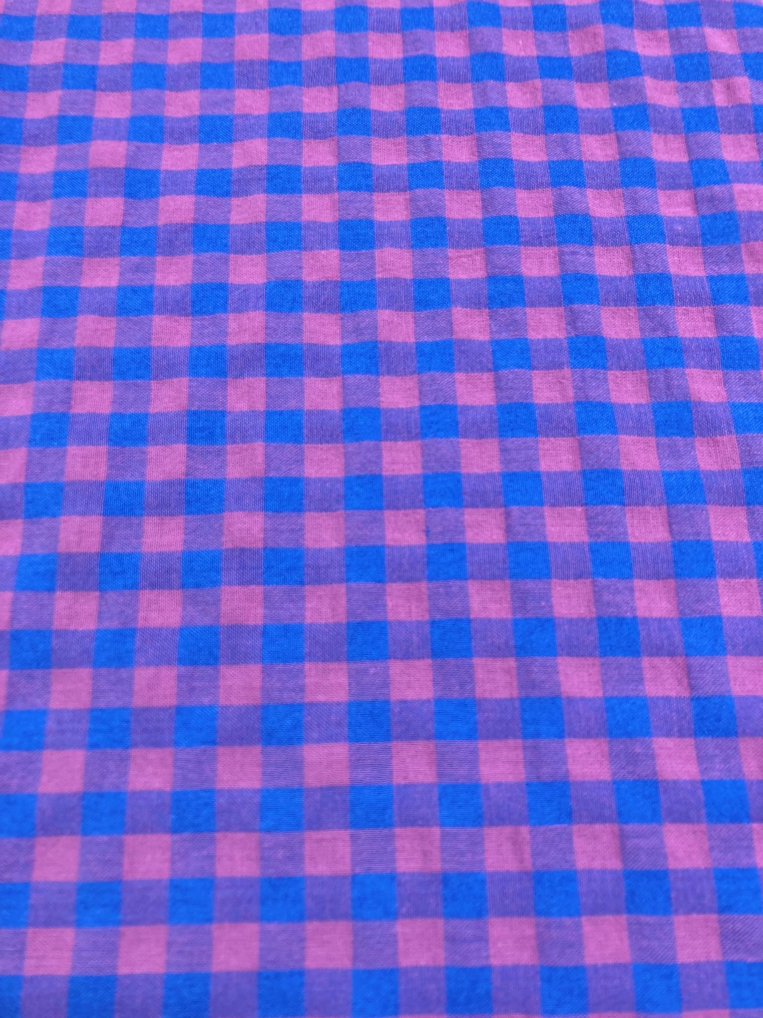 Vichy seersucker ligero azul chicle