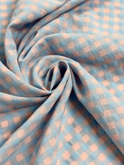 vichy seersucker ligero celeste salmón