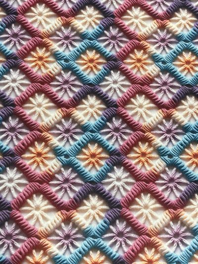 Algodón 3D crochet rombos