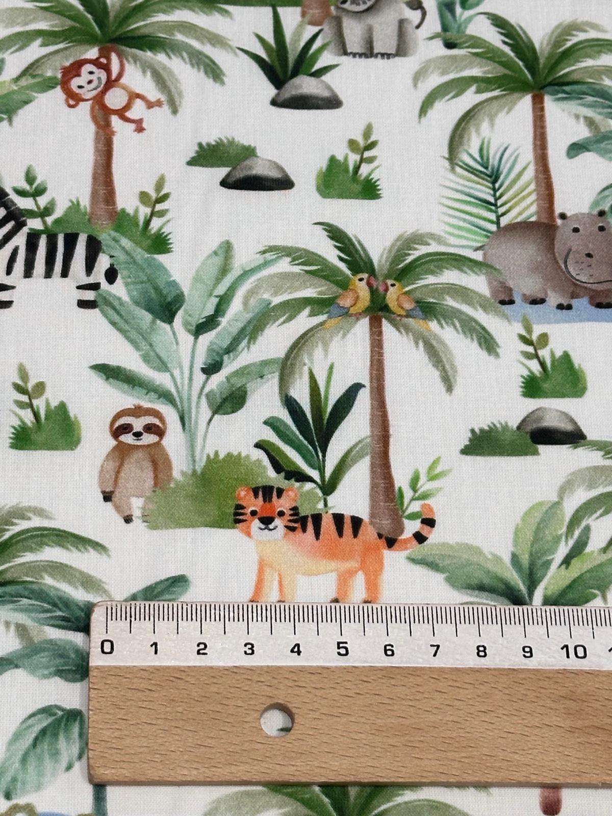 Algodón Animalia palmeras..