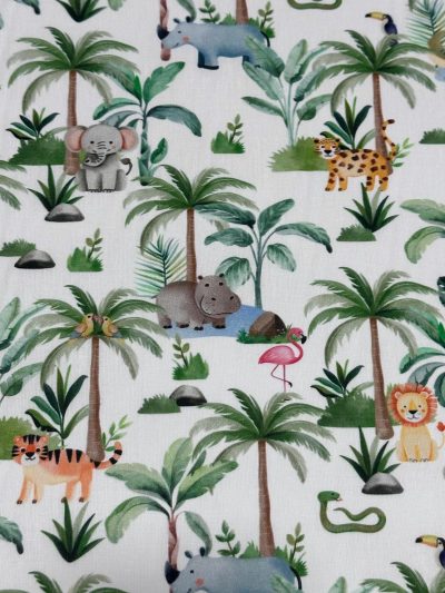 Algodón Animalia palmeras..