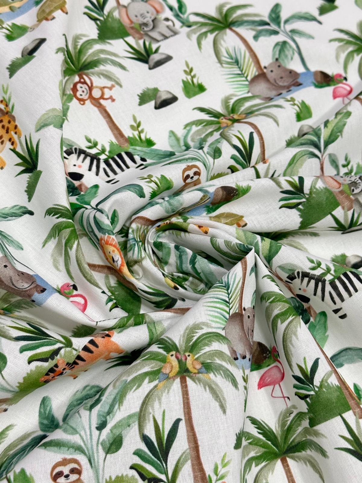 Algodón Animalia palmeras..