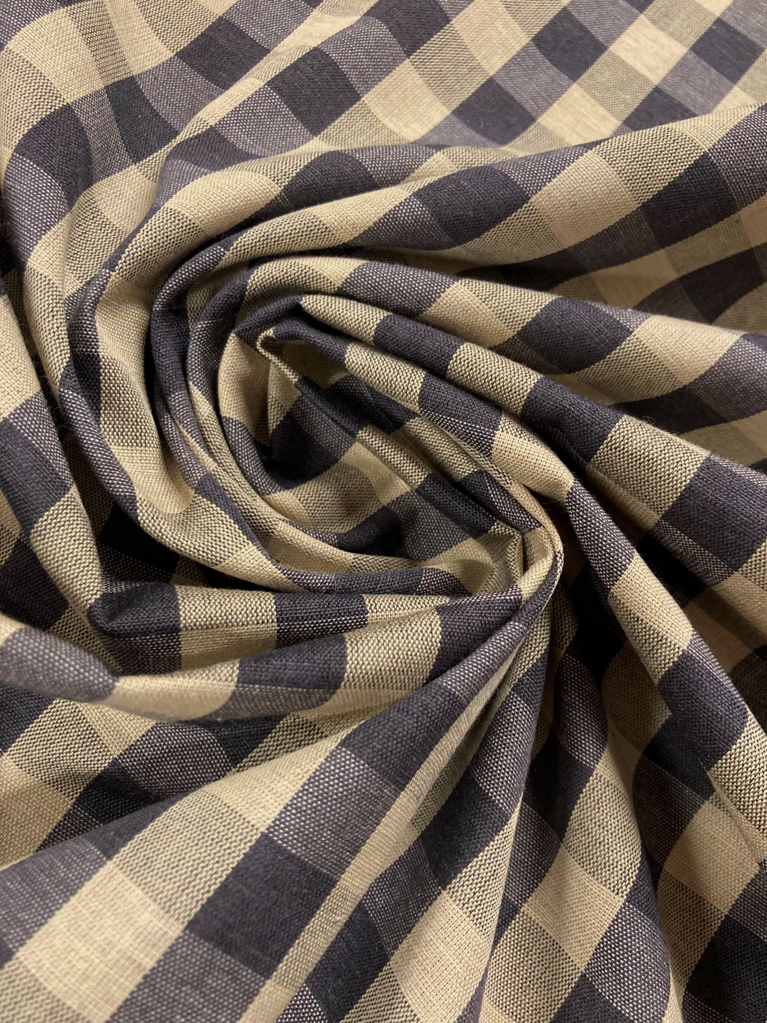 Algodón Creta vichy grande gris