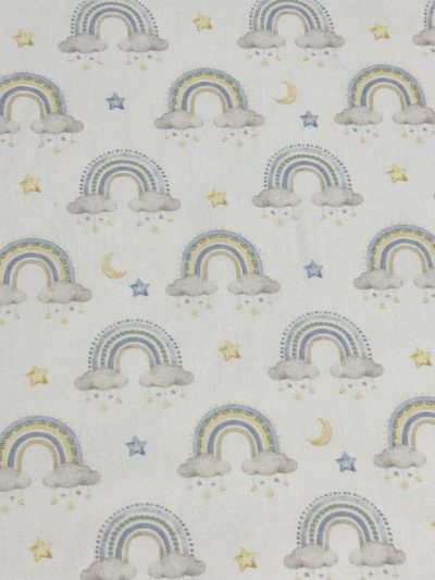 Algodón Reborn arcoiris azul.