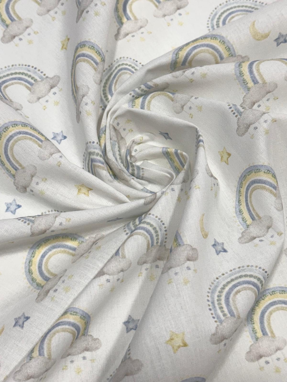 Algodón Reborn arcoiris azul.