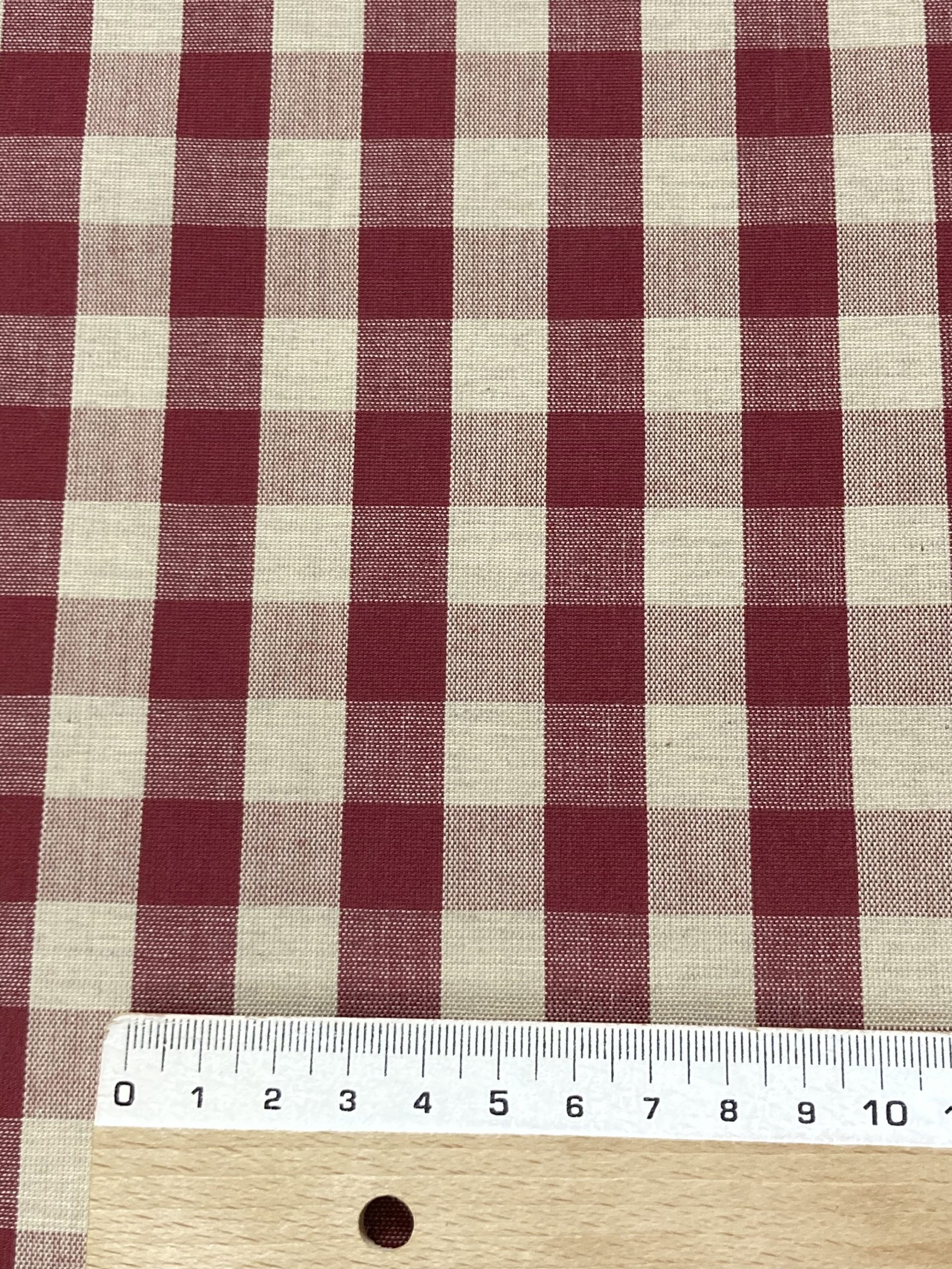 Algodón Creta vichy grande burdeos