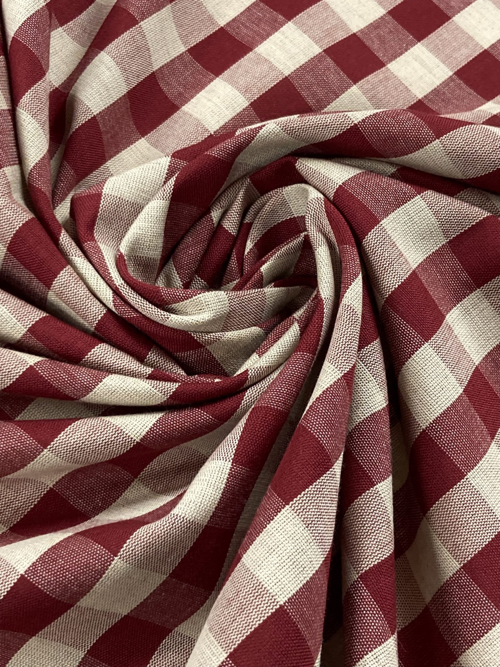 Algodón Creta vichy grande burdeos