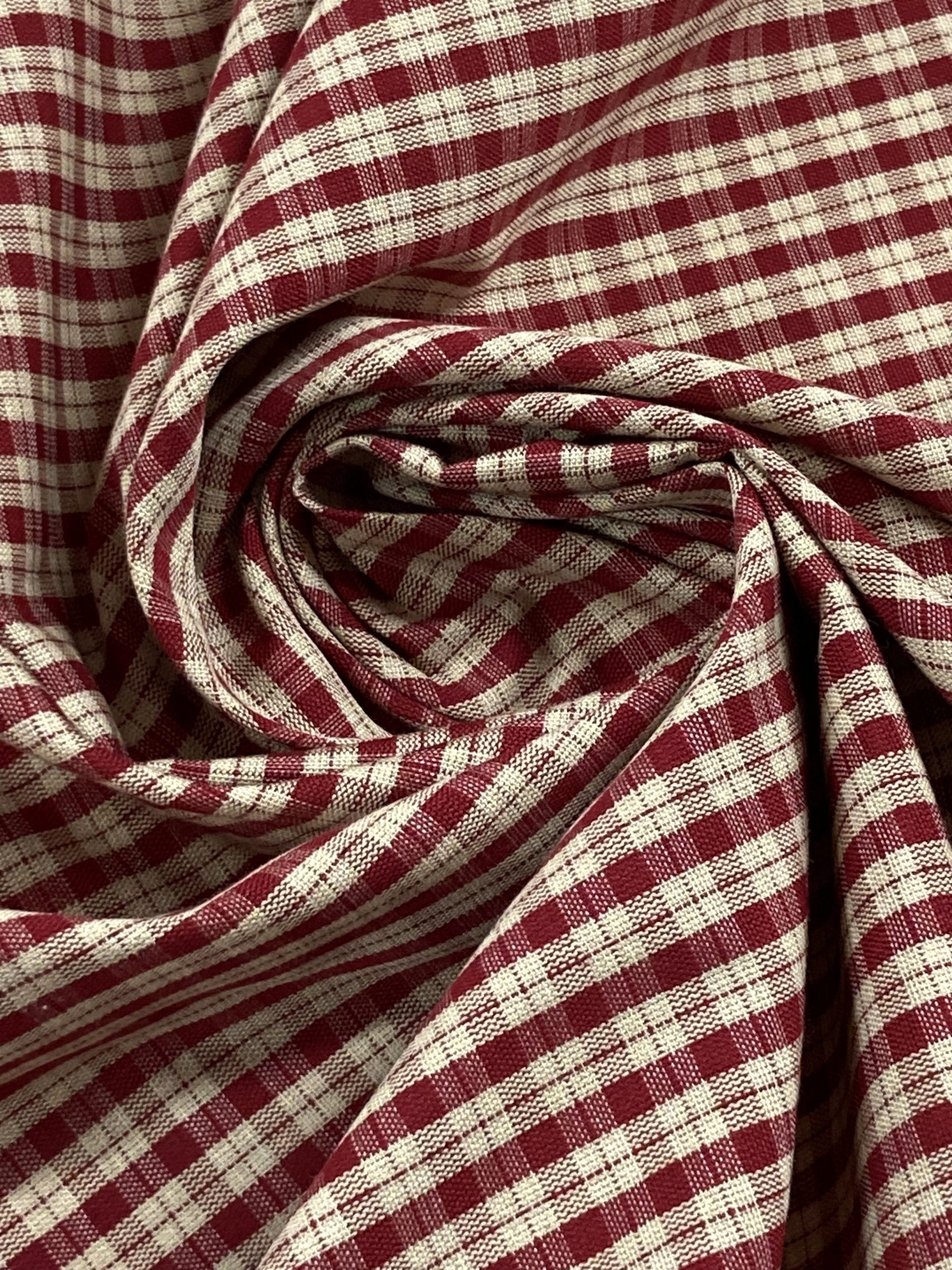 Algodón Creta cuadros burdeos
