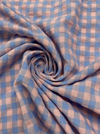 vichy seersucker ligero azul/maquillaje