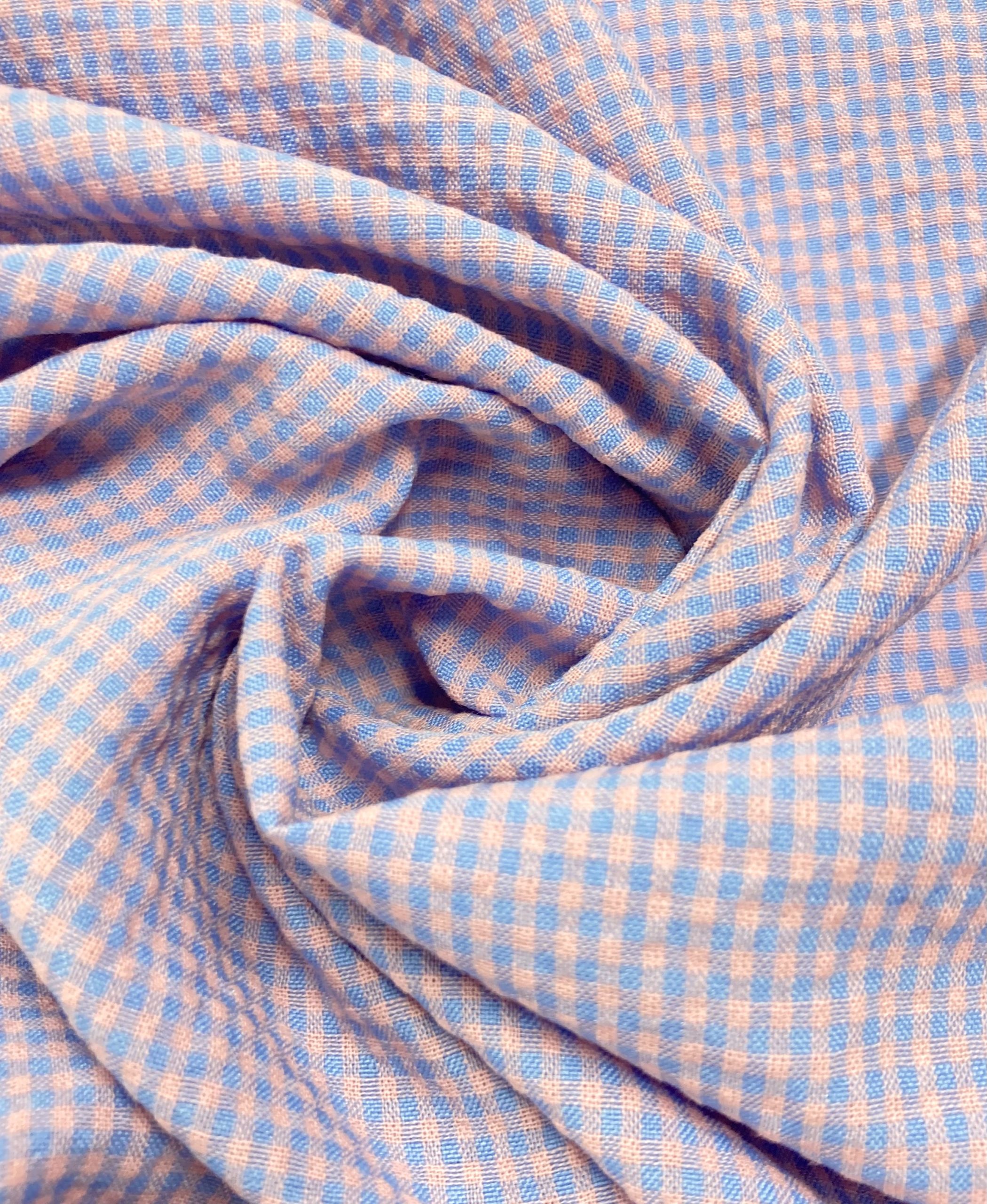 vichy seersucker ligero azul/maquillaje mini