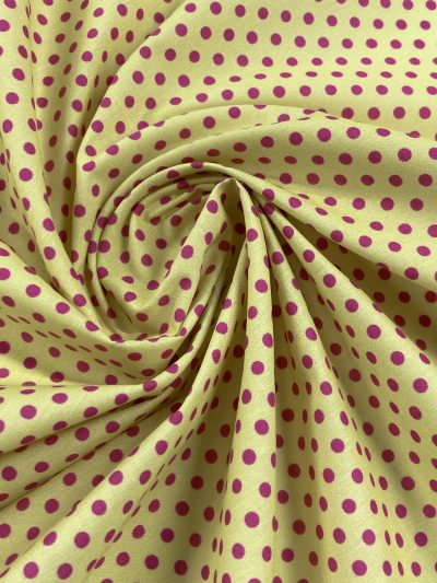 Algodón lunar fucsia f.amarillo