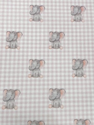 Algodón elefantes vichy rosa.