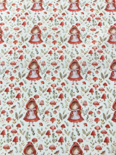 Algodón caperucita setas