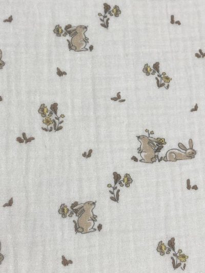 Doble gasa conejitos flores