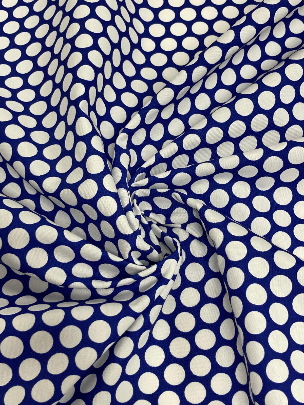 Popelín Flamenca lunar blanco