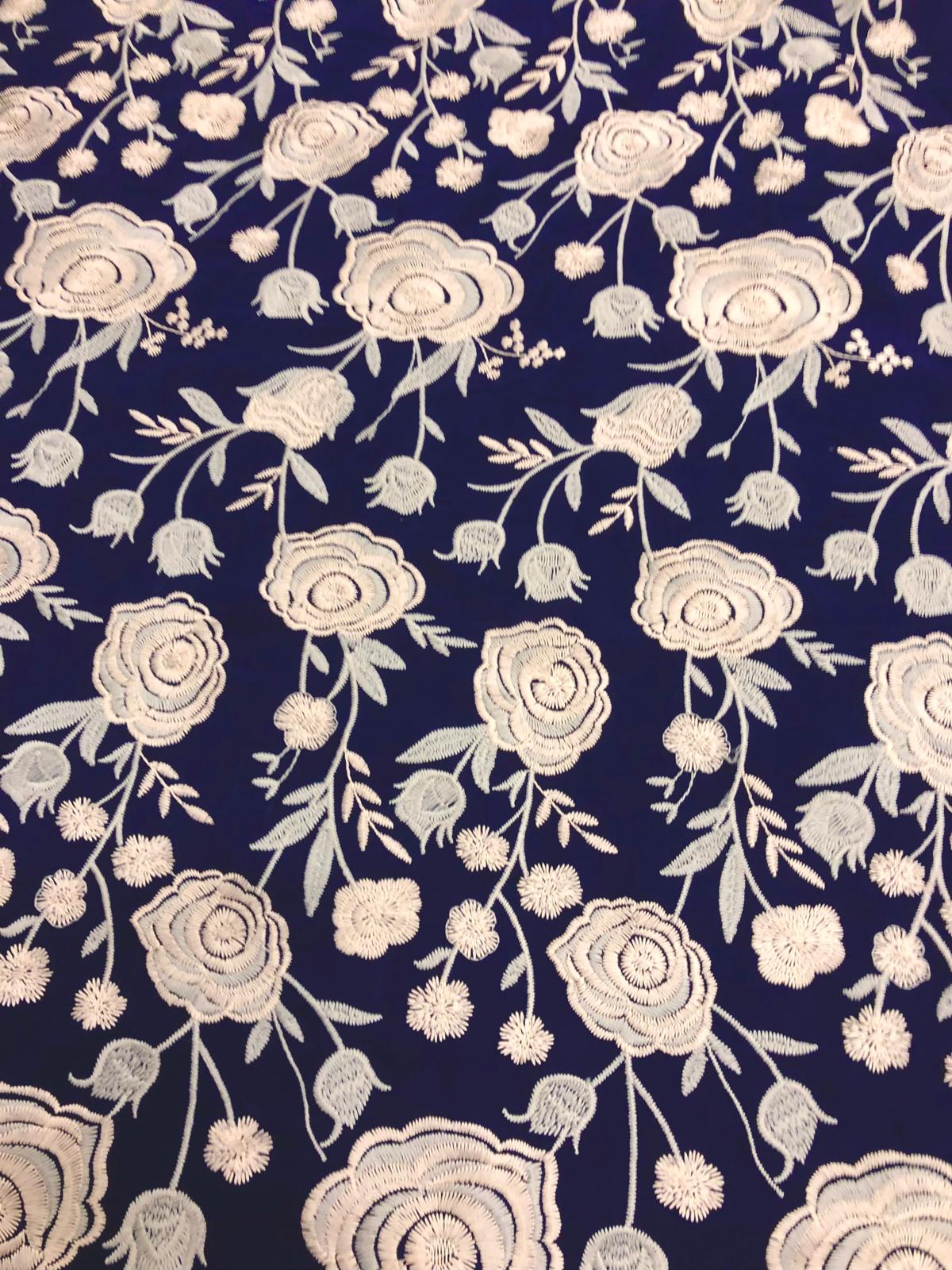 Viscosa Bordada Alhambra azul