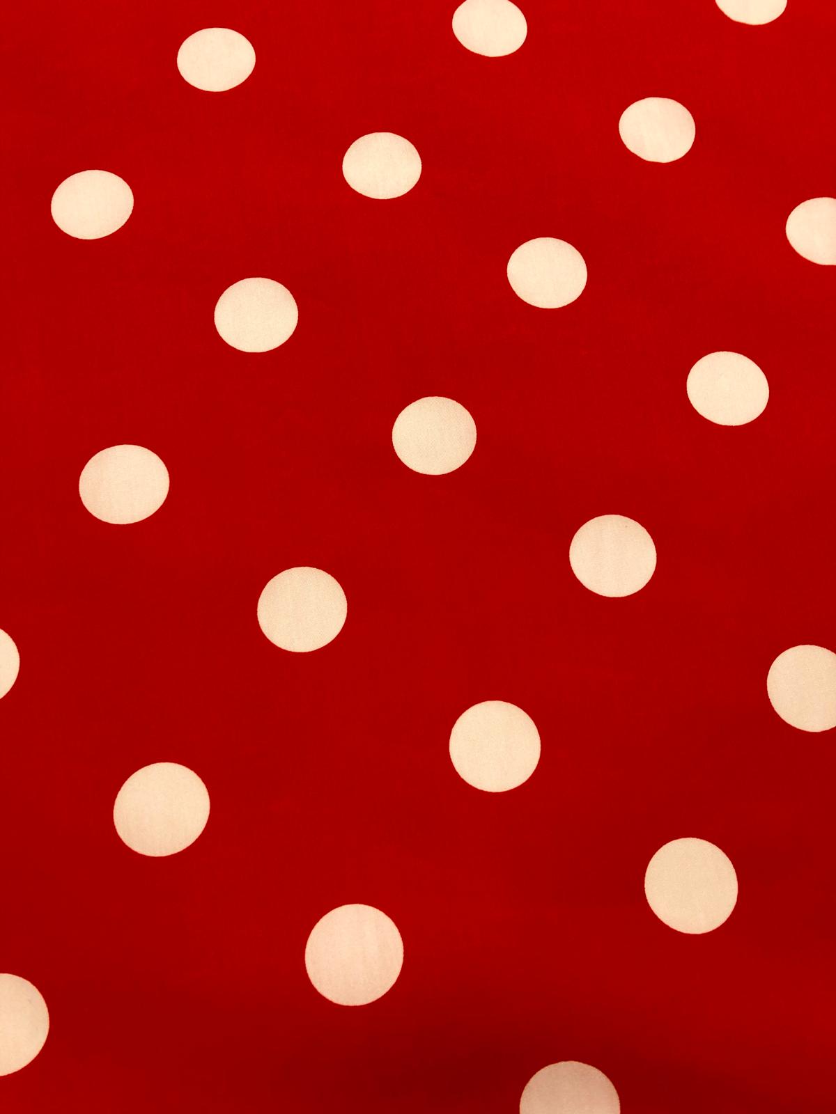 Popelín flamenca lunar 3cm blanco