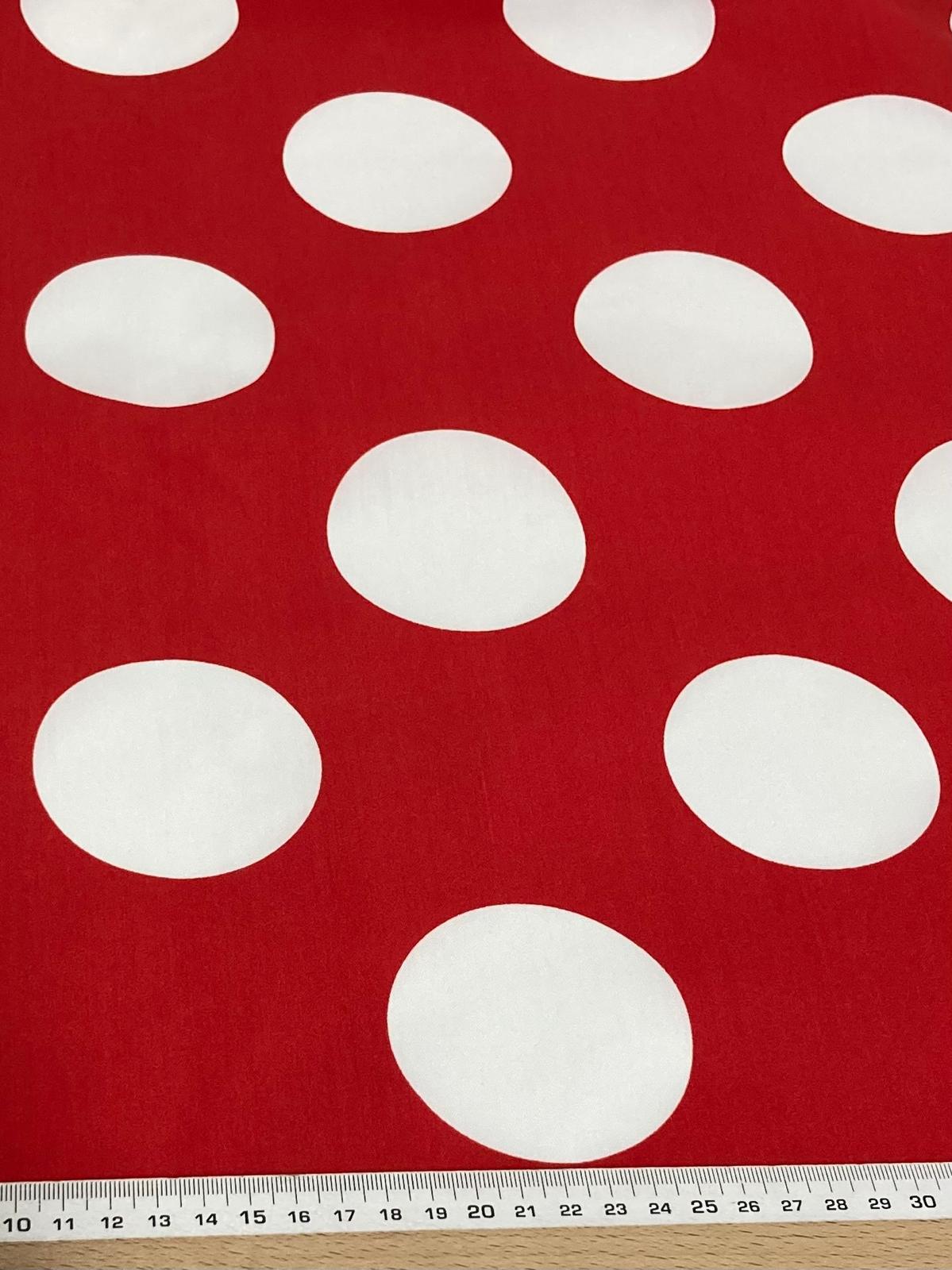 Popelín flamenca lunar 7cm blanco