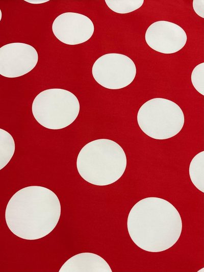 Popelín flamenca lunar 7cm blanco 