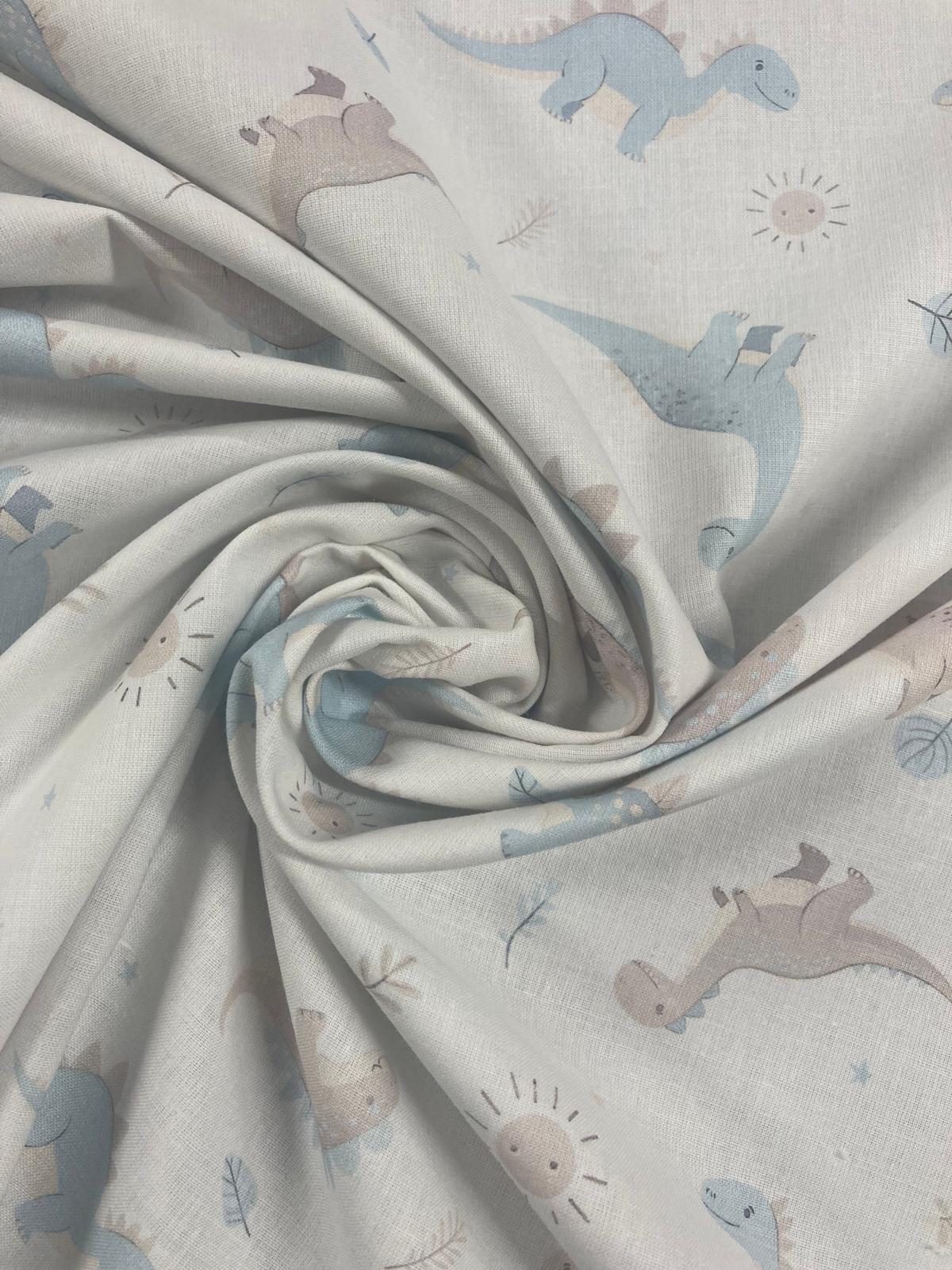 Algodón dinosaurios dulces celeste