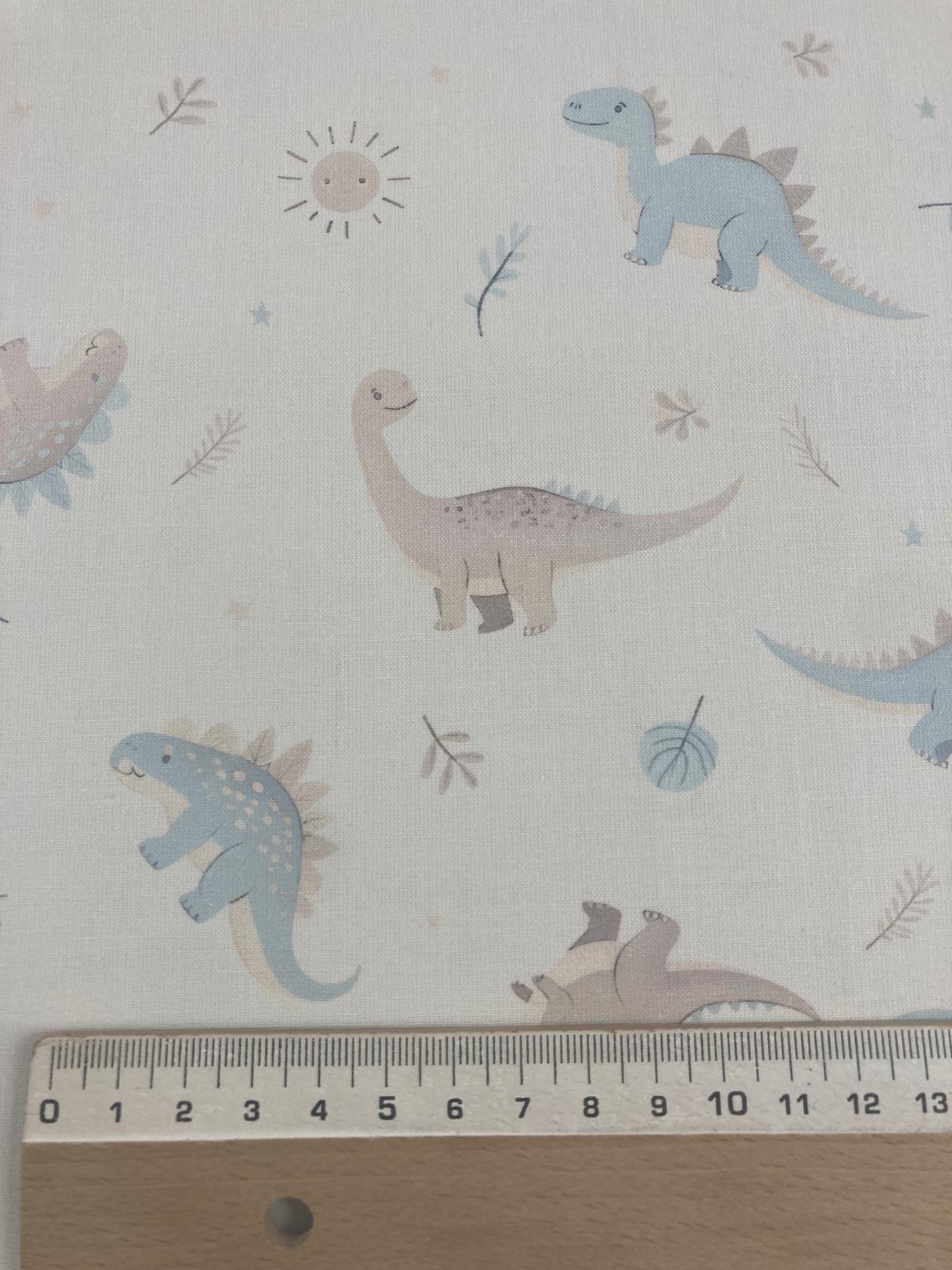 Algodón dinosaurios dulces celeste