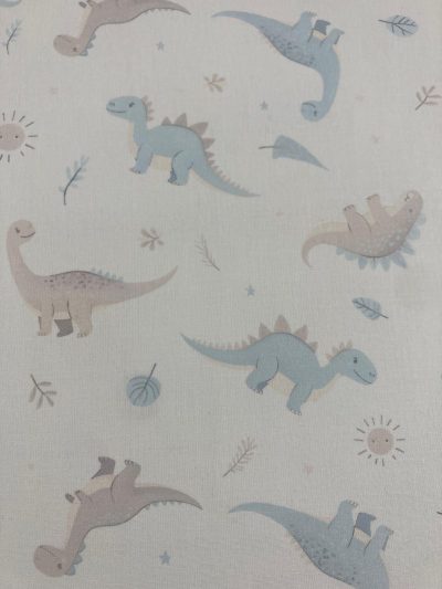 Algodón dinosaurios dulces celeste
