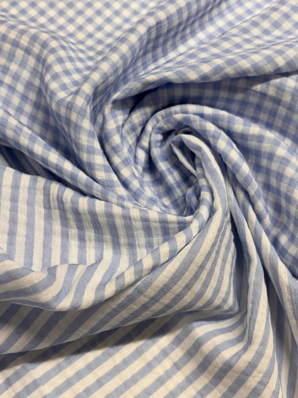 Doble gasa Katy rayas celeste